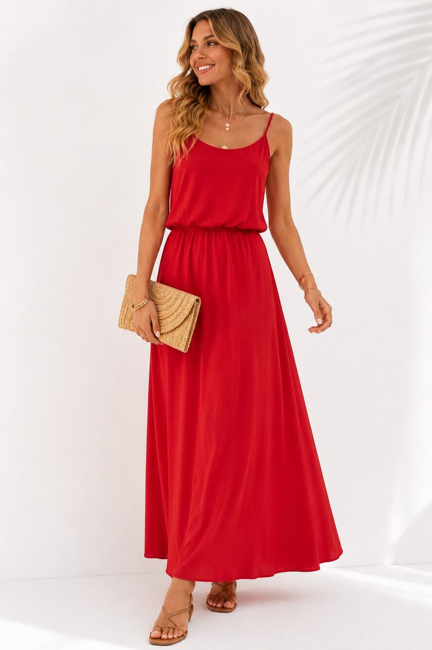 Nymphe Red Maxi Dress S Sleeveless Blouson Fall Wedding Guest Homecoming
